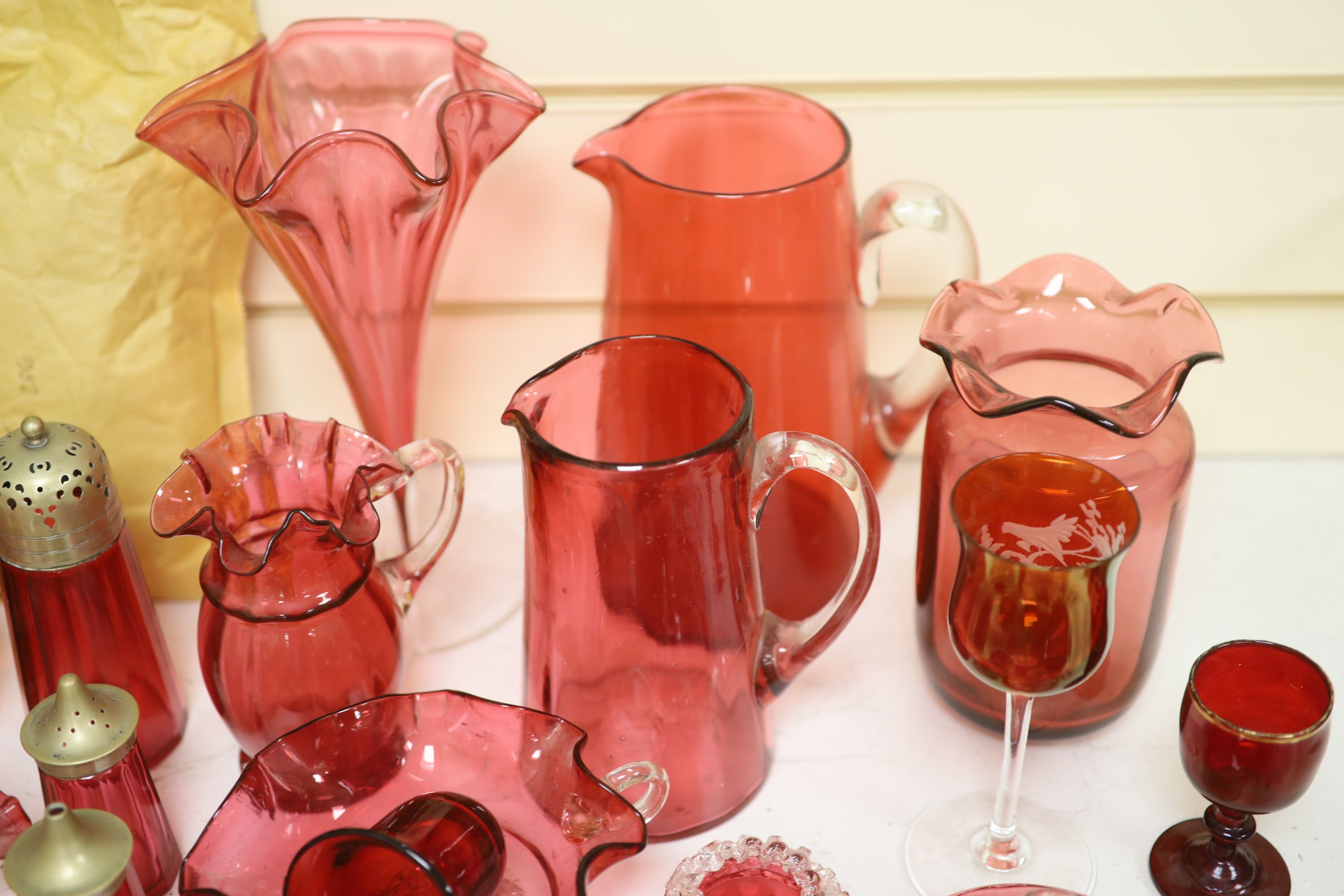 Assorted Victorian cranberry and ruby glassware